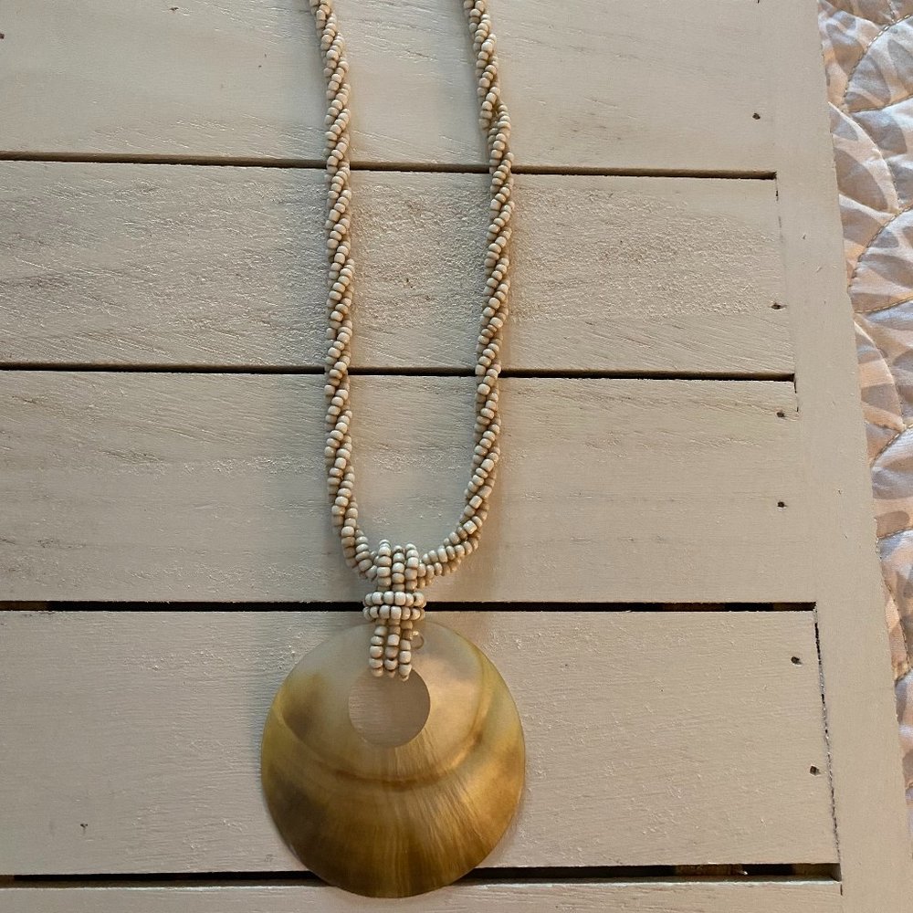 Beaded Necklace with Shell Pendant